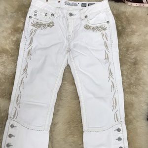 Miss Me Capris with lots of embroidery and bling